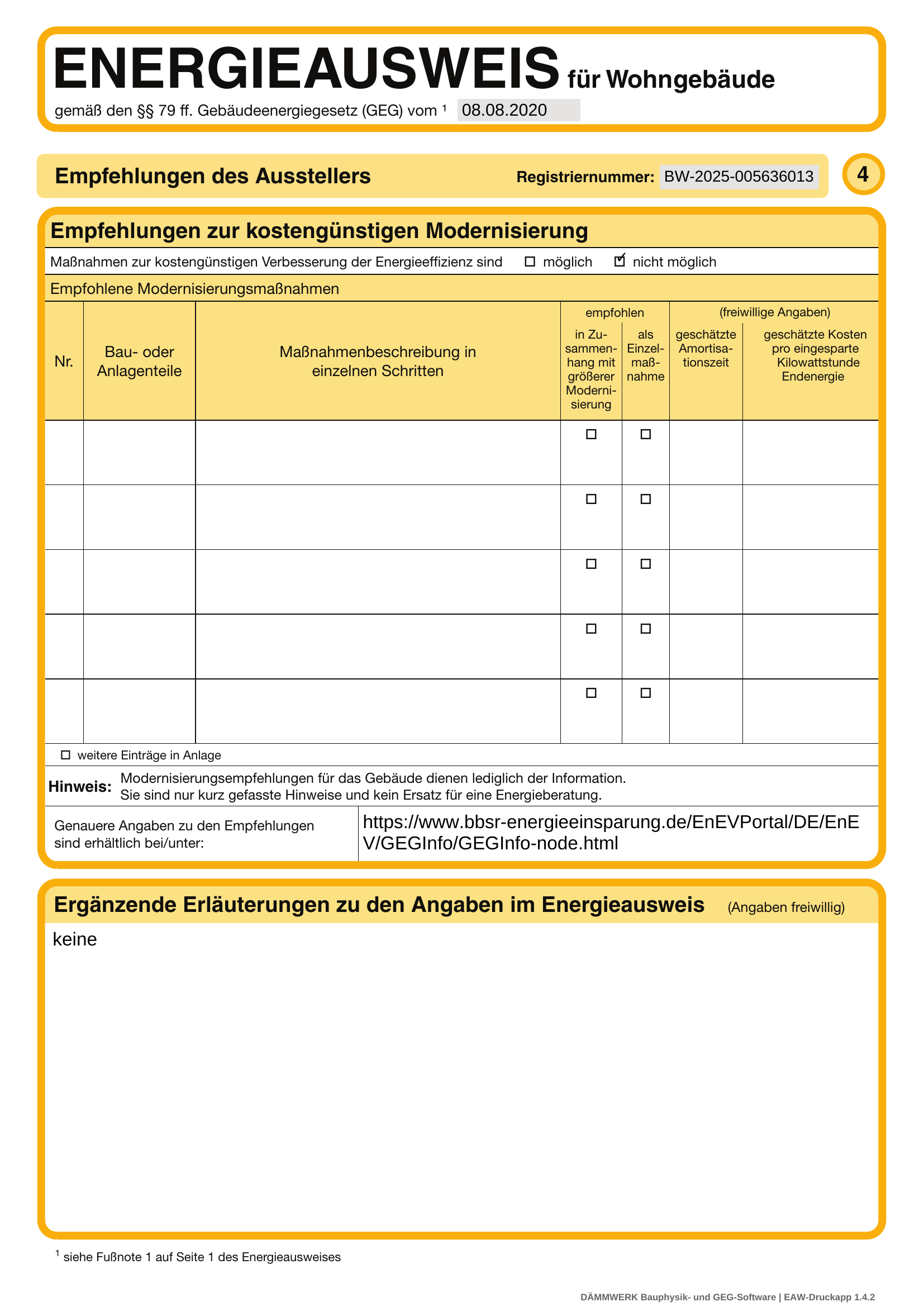 Energieausweis Haus 3 Sophienweg - Seite 4: Modernisierungsempfehlungen